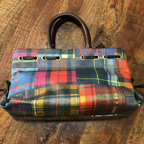Vintage Dooney & Bourke Madras Ladybug Picnic Patchwork Plaid Handbag - Picture 3 of 15